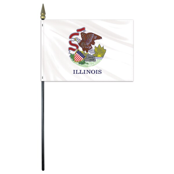 Global Flags Unlimited Illinois Stick Flag 4"x6" E Gloss 200221 - main